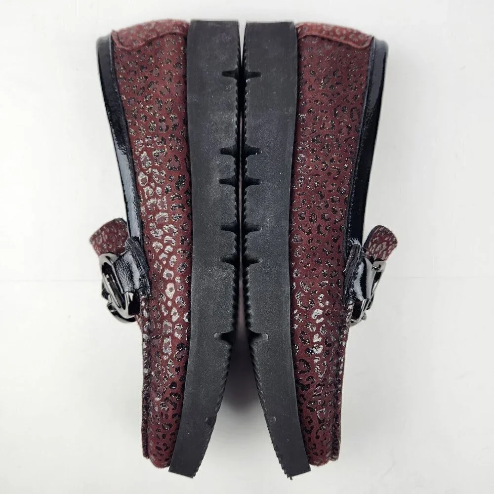 Di Chenzo Platform‎ Loafer Womens 9.5/10 Ocelot Burgundy Leather Italian Leopard